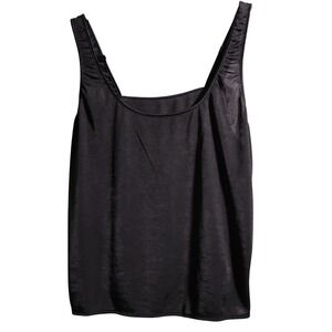 VTG Vassarette Black Satin Camisole Tank Top Womens L Layering Basic Minimalist